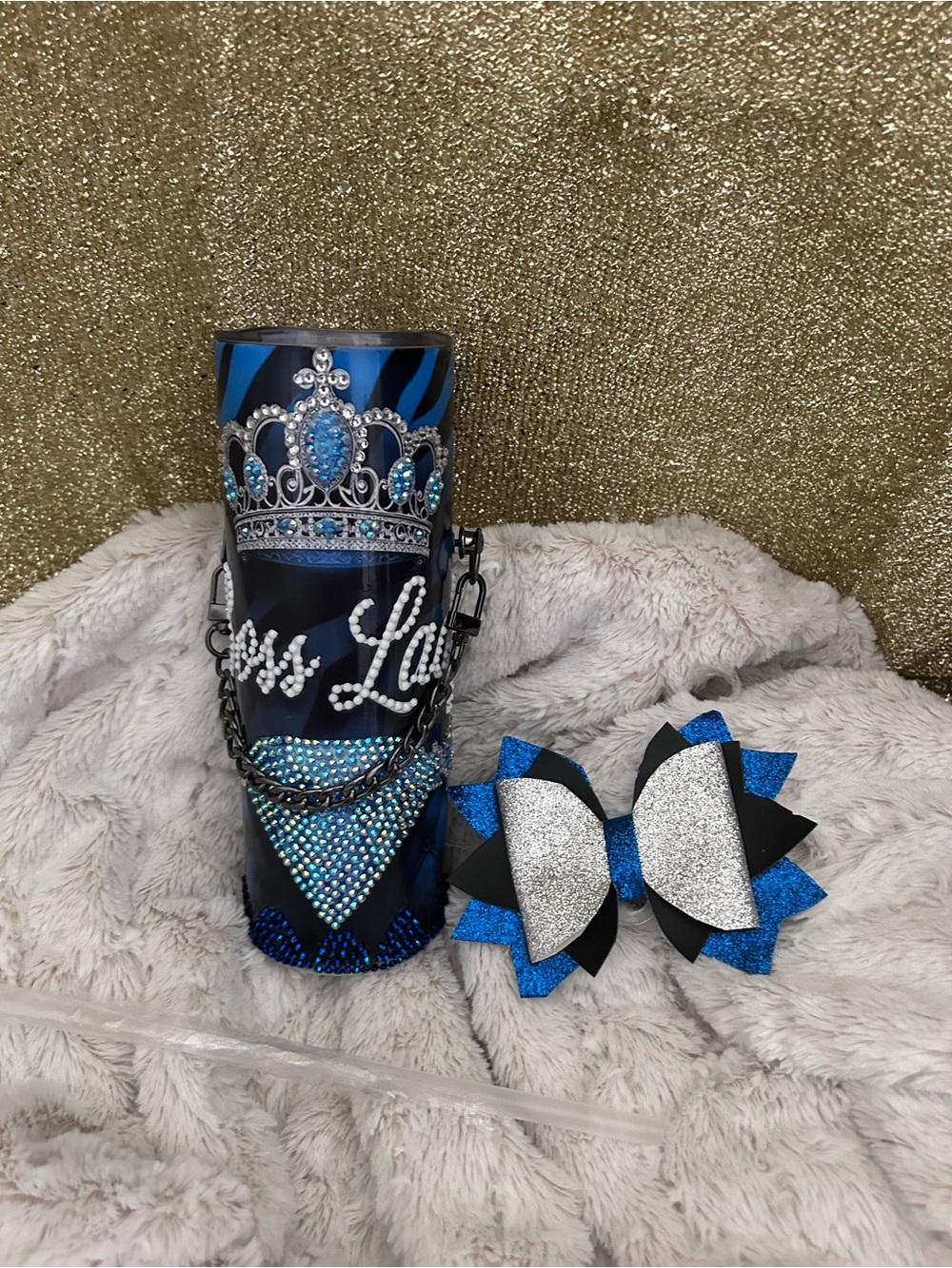 Blue Jeweled Tumbler with Silver Accents
